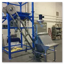 Industrial Bag Dump Station to Aeromechanical Conveyor